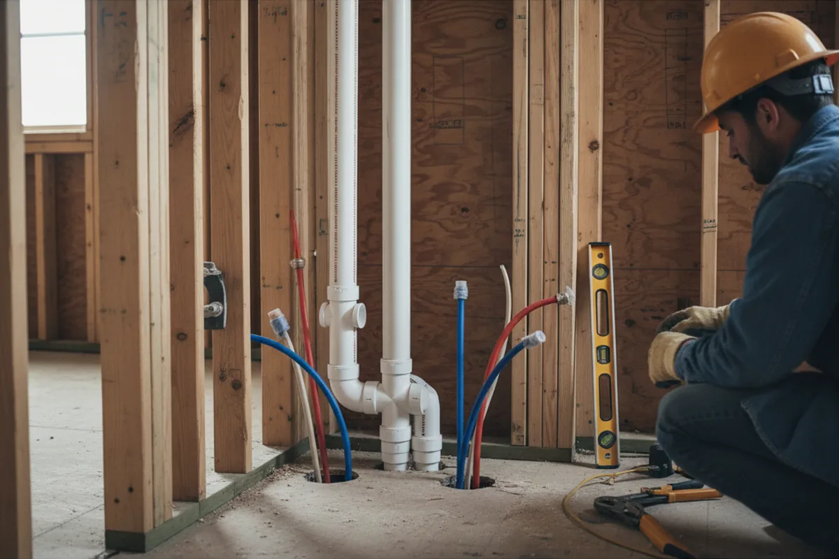 Drain and supply rough-in during Leak Detection in Hanna